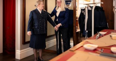 This is the moment Cunard captain, Inger Thorhauge, met Savile Row Master Tailor Kathryn Sargent for a final uniform fitting ahead of new ship Queen Anne's arrival.