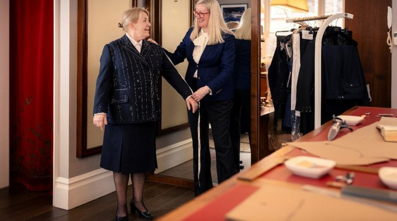 This is the moment Cunard captain, Inger Thorhauge, met Savile Row Master Tailor Kathryn Sargent for a final uniform fitting ahead of new ship Queen Anne's arrival.